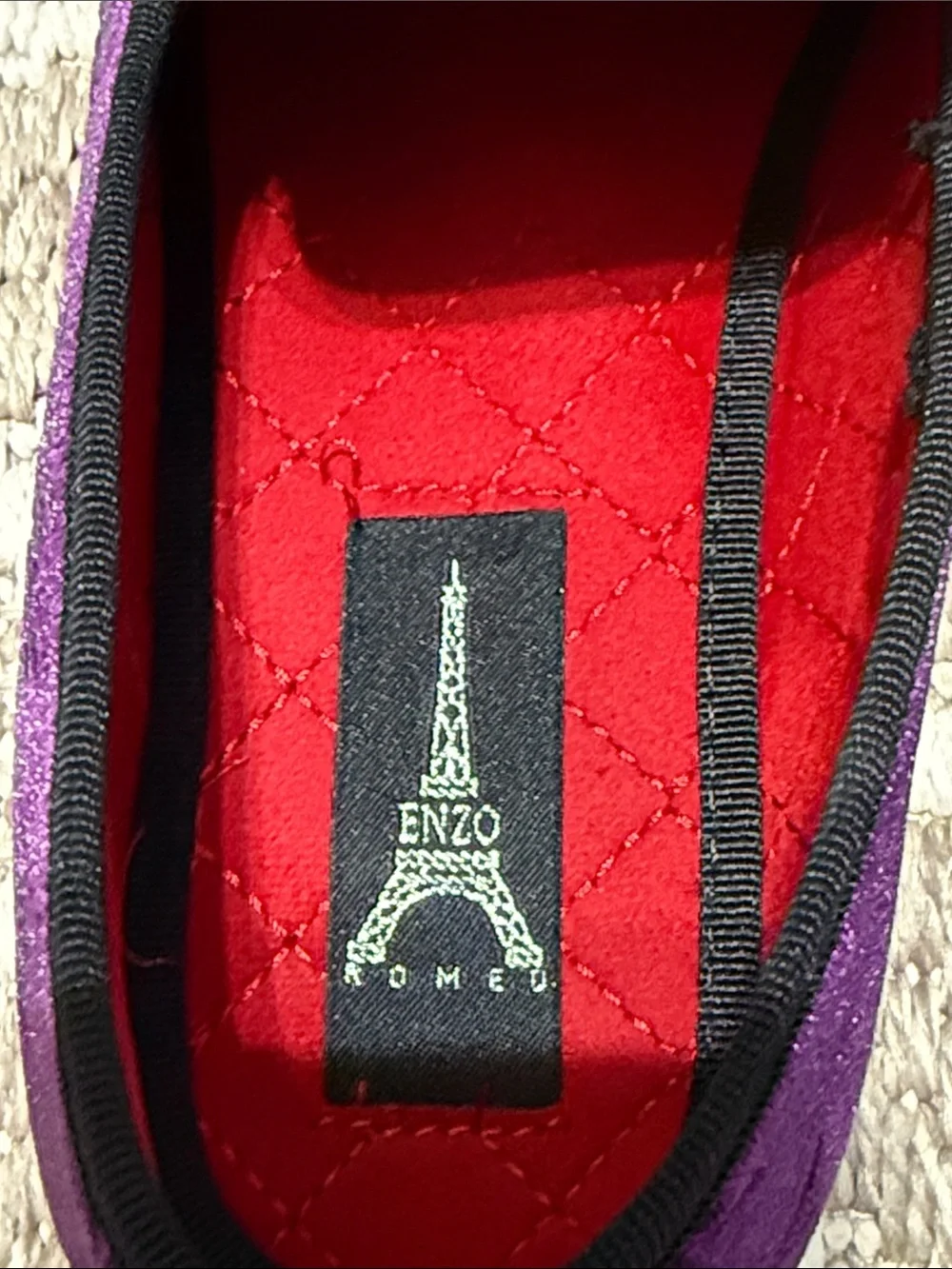 Purple Velvet Floral Slip-On Men's Dress Loafers